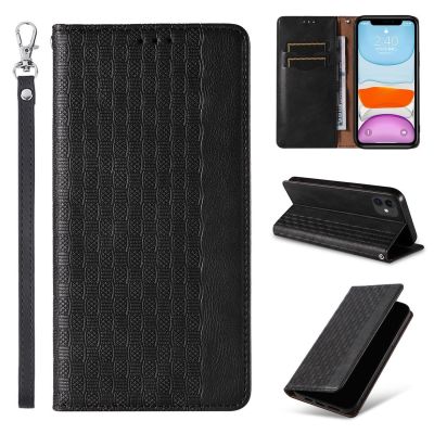 8. Magnet Strap Case for iPhone 12 Pouch Wallet + Mini Lanyard Pendant Black