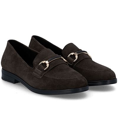 4. Women's brown suede leather loafers Rieker 46262-25