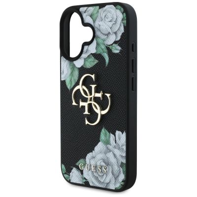 6. Guess Grained Roses Big 4G logo case for iPhone 16 - black