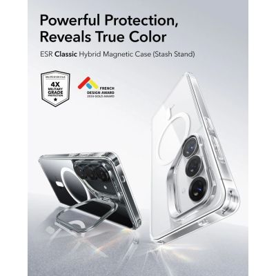 4. ESR Classic Hybrid Kickstand MagSafe Case for Samsung Galaxy S26 - Transparent