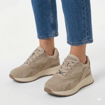 6. Leather sneakers suede beige shoes Filippo DP7728/26