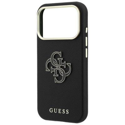 6. Guess Grained & Big Resin Logo Case for iPhone 18 Pro Max / 17 Pro Max - Black