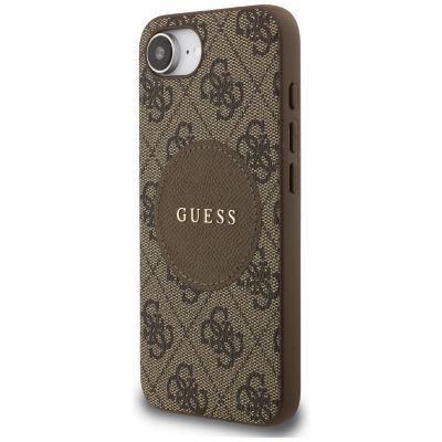 2. Guess 4G Circle Classic Logo MagSafe case for iPhone 16e - brown