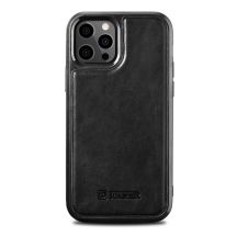 iCarer Leather Oil Wax case covered with natural leather for iPhone 12 Pro Max black (ALI1206-BK)