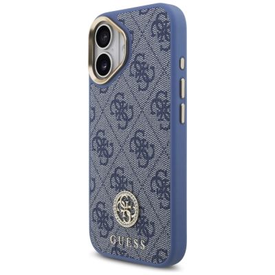 2. Guess 4G Strass Logo & Big Strap Metal Buttons MagSafe Case for iPhone 17 - Blue