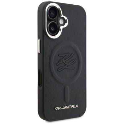 4. Karl Lagerfeld Initial & Metal Logo MagSafe Case for iPhone 16 - Black