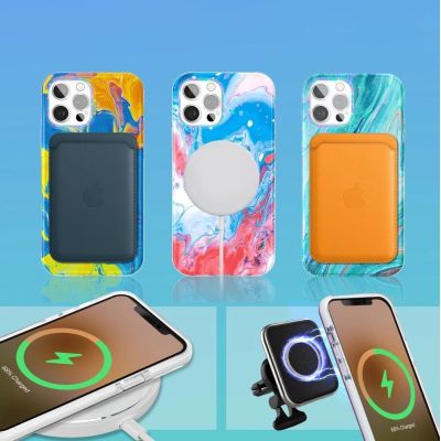 7. Kingxbar Watercolor Series color case for iPhone 12 Pro / iPhone 12 yellowblue