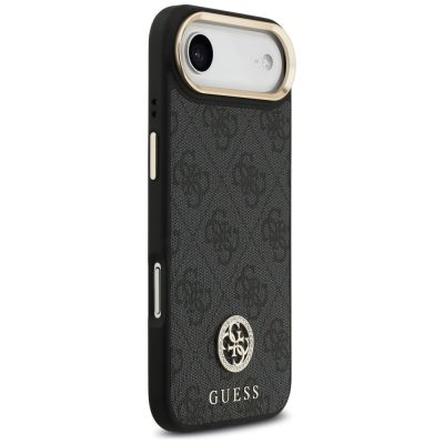 4. Guess 4G Strass Logo & Big Strap Metal Buttons MagSafe Case for iPhone Air - Black
