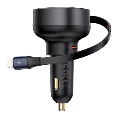 17. Baseus Enjoyment Pro USB-C (Female) / Lightning (Male) 60W Car Charger - Black