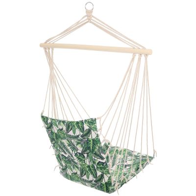 12. BRAZILIAN HAMMOCK HANGING CHAIR 100x50CM NATURA WITH SEWN-IN JUNGLE LIGHT CUSHION