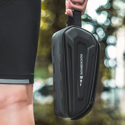 2. Rockbros 30120064001 waterproof bicycle frame bag with phone cover – black