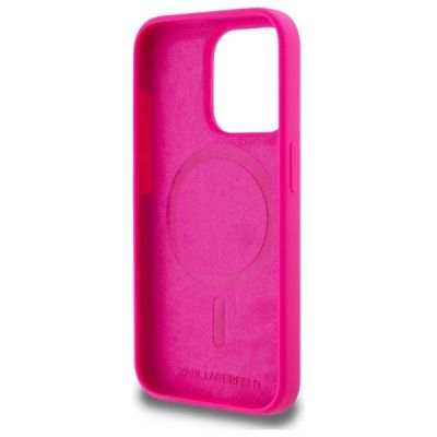 7. Karl Lagerfeld KLHMP15LSKHPPPLF iPhone 15 Pro 6.1" fuchsia/fuschia hardcase Silicone Karl Head Print MagSafe