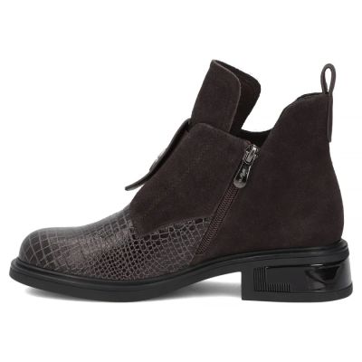 4. Women’s Leather Ankle Boots, Crocodile Effect, Chocolate Brown Filippo DBT820