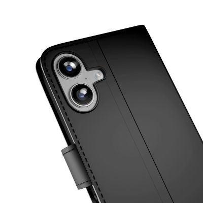 6. Puro Wallet Stand case for iPhone 17 made of eco-leather, with a flap, wallet and stand function - black