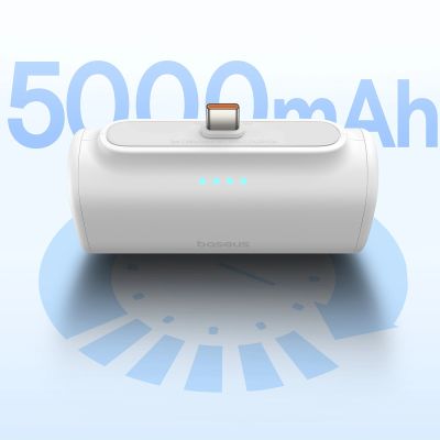 10. Baseus Compact 5000mAh 20W Powerbank with Lightning Connector and USB-C Socket - White