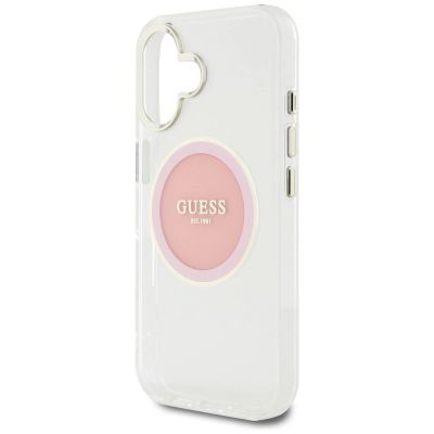 6. Guess IML Metal Colored Circle Classic Logo MagSafe iPhone 16 Case - Pink