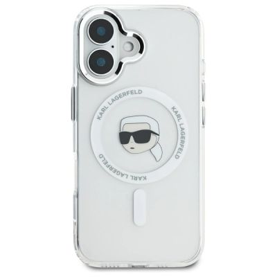 3. Karl Lagerfeld IML Metal Karl Head MagSafe iPhone 16 Case - White
