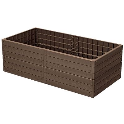 2. GARDEN FLOWER BED BASE WOOD EDGE 149x75CM RUSTIC BRICK