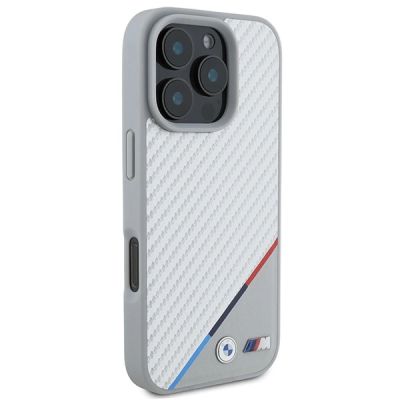 4. BMW M Carbon Tricolor Line MagSafe Case for iPhone 16 Pro - Gray