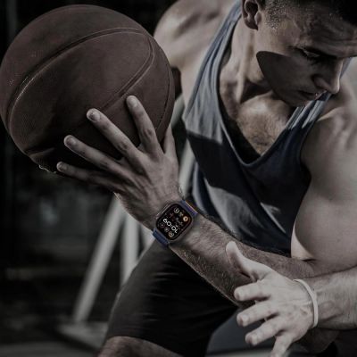 7. Tech-Protect Nylon Slip Strap for Apple Watch 44 / 45 / 46 / 49 mm - Navy Blue