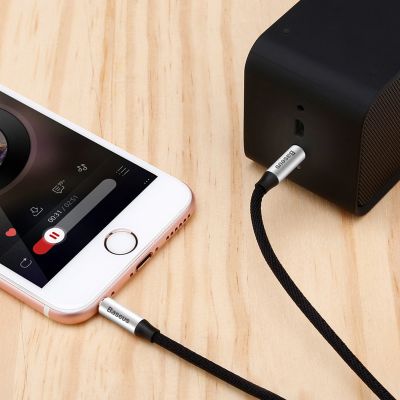 18. Baseus Yiven M30 stereo audio cable AUX 3.5 mm male mini jack 1.5 m silver-black (CAM30-CS1)