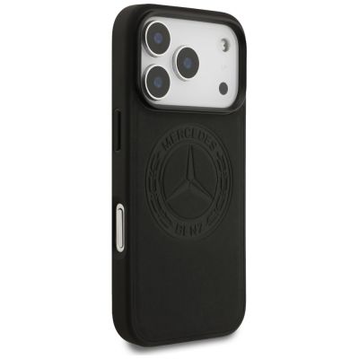 4. Mercedes Leather Vintage Logo MagSafe Case for iPhone 17 Pro - Black
