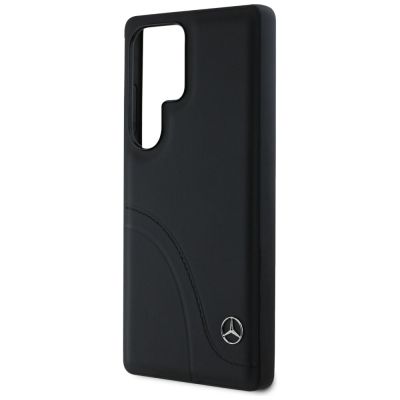 6. Mercedes Leather Curved Stitches Case for Samsung Galaxy S25 Ultra - Black
