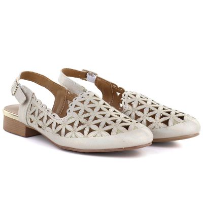 4. Women's low-heeled openwork gold sandals Jezzi ASA222-16