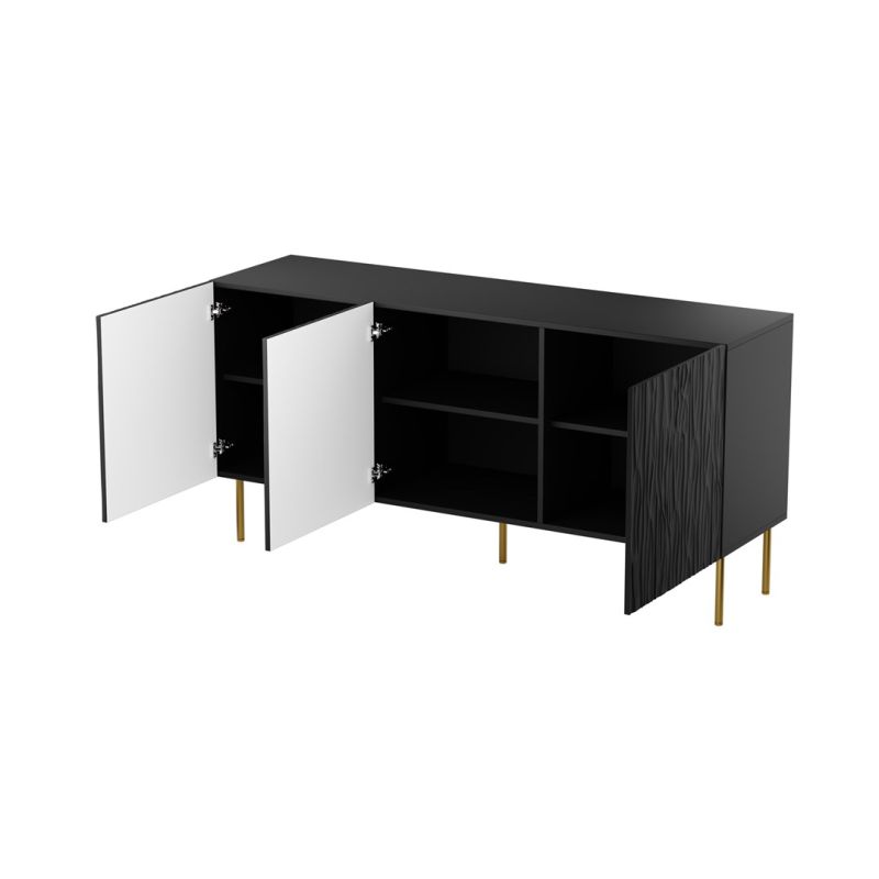 2. JUNGLE chest of drawers 152x40.5x74.5 black matt + gold legs