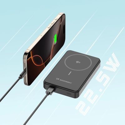 20. Powerbank Wozinsky WLWP-10KA0Y3S 22.5W PD Qi2 10000 mAh, with stand, 1x USB-A, 1x USB-C - black