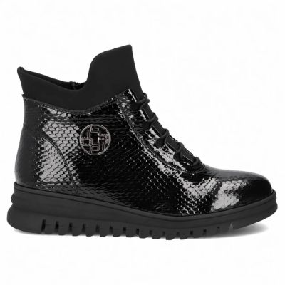 2. Black Patent Leather Women’s Ankle Boots Filippo DBT8075