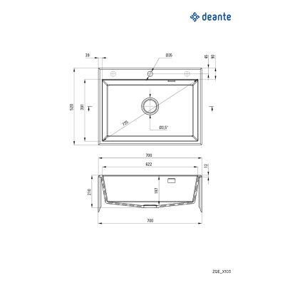 2. Deante Eridan Single-bowl granite sink without drainer - anthracite ZQE_T103
