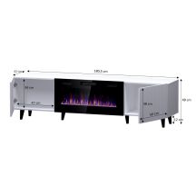 PAFOS EF TV cabinet with electric fireplace 180x42x49 black matt
