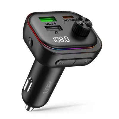 2. Tech-Protect CC07 3-Port PD 54W Car Charger + Bluetooth FM Transmitter - Black