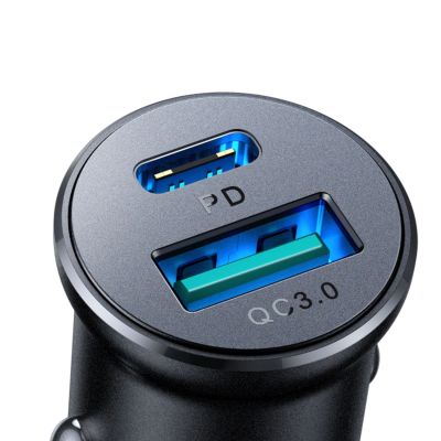 4. Joyroom JR-CCN05 30W USB-A USB-C Mini Car Charger - Black