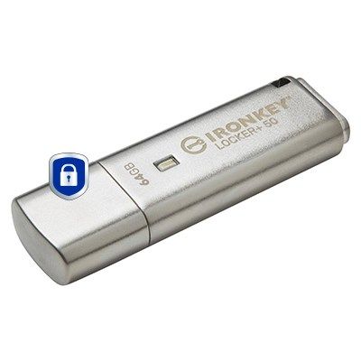 2. Kingston IronKey Locker+ 50 USB Flash Drive 64GB USB Type-A 3.2 Gen 1 (3.1 Gen 1) Silver