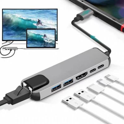 GEMBIRD MULTI ADAPTER USB TYPE-C 5IN1 (USB AF AND TYPE-C HUB + HDMI + PD+LAN) GRAY