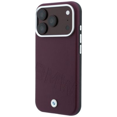 2. BMW Sign Inclined Deboss Letters MagSafe case for iPhone 17 Pro Max / 18 Pro Max - burgundy