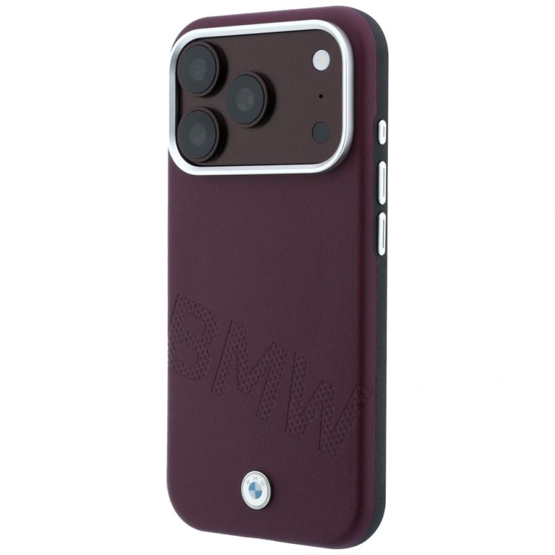 2. BMW Sign Inclined Deboss Letters MagSafe case for iPhone 17 Pro Max / 18 Pro Max - burgundy