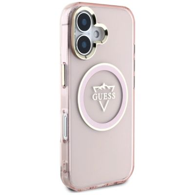 4. Guess IML Metal Mountain Logo MagSafe iPhone 16 Case - Pink