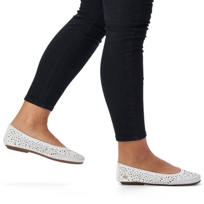 8. Rieker W RKR649 comfortable leather openwork shoes, white