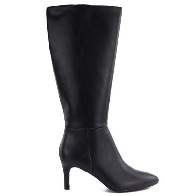 6. Women's leather boots with a high heel, insulated, black Sergio Leone KZ-30-S