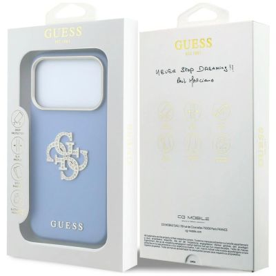 8. Guess Smooth & Big Strass Logo Case for iPhone 18 Pro / 17 Pro - Blue