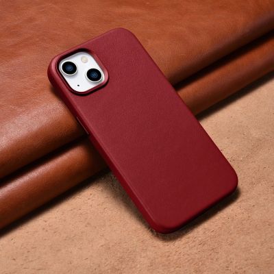17. iCarer Case Leather case cover made of natural leather for iPhone 14 Plus red (compatible with MagSafe)