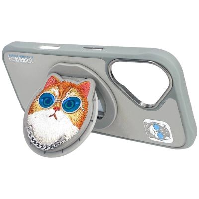 14. Nimmy Glasses Cool Cat MagSafe Case for iPhone 16 - Gray