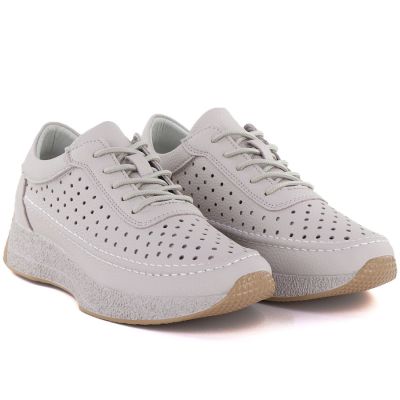 3. Women's leather openwork shoes gray Sergio Leone SP013