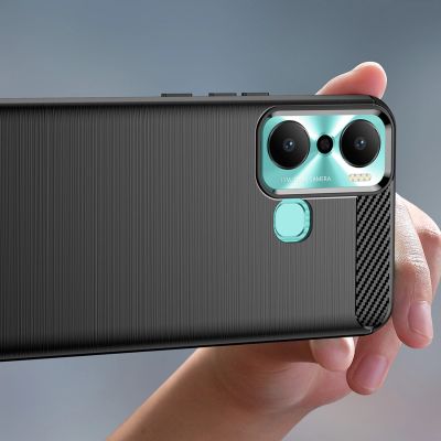 5. Carbon Case case for Infinix Hot 20 Play flexible silicone carbon cover black