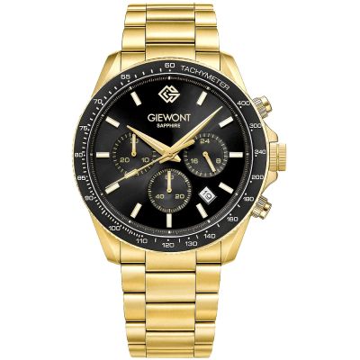 Men's Watch Giewont Chronograph Sapphire Gold Black GW3520-B4