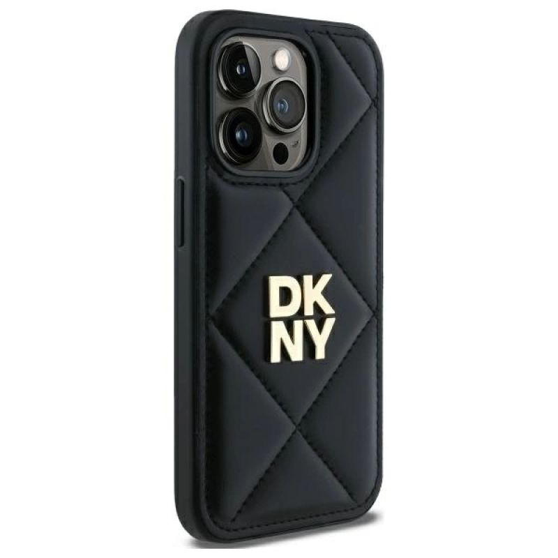 4. DKNY Quilted Stack Logo iPhone 14 Pro Case - Black