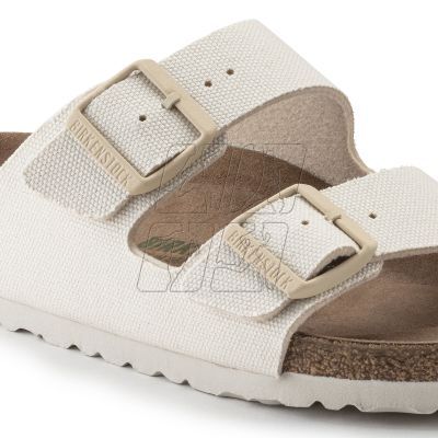 4. Birkenstock Arizona Vegan Women Textile Narrow Eggshell Flip-Flops for Narrow Feet Vegan (1022679)